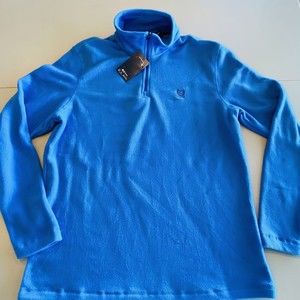 Chaps Mens Sweater Pullover Size Medium Blue Long Sleeve 1/4 Zip Fleece NWT